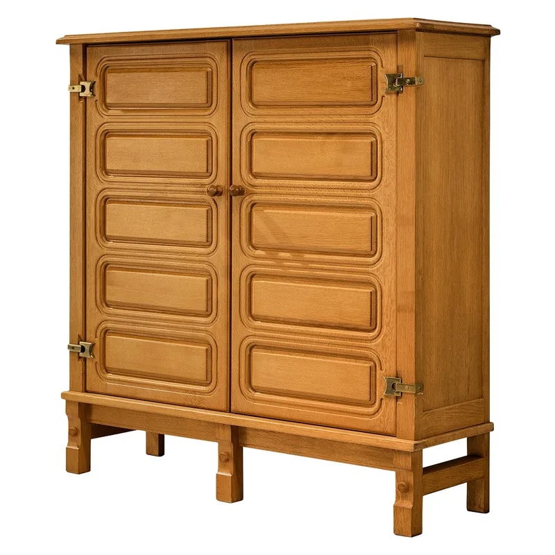 Guillerme Chambron Highboard in Solid Oak and Brass — Furniture — resale