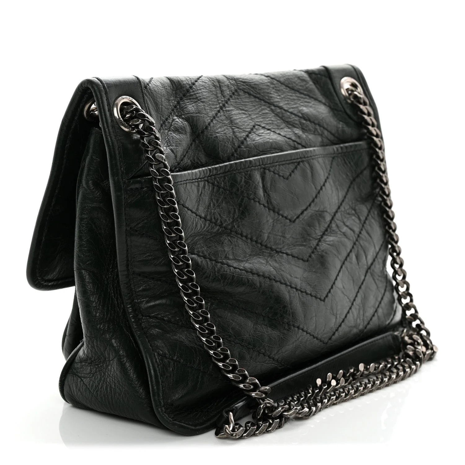 Crinkled Medium Niki Chain Satchel Dark 3