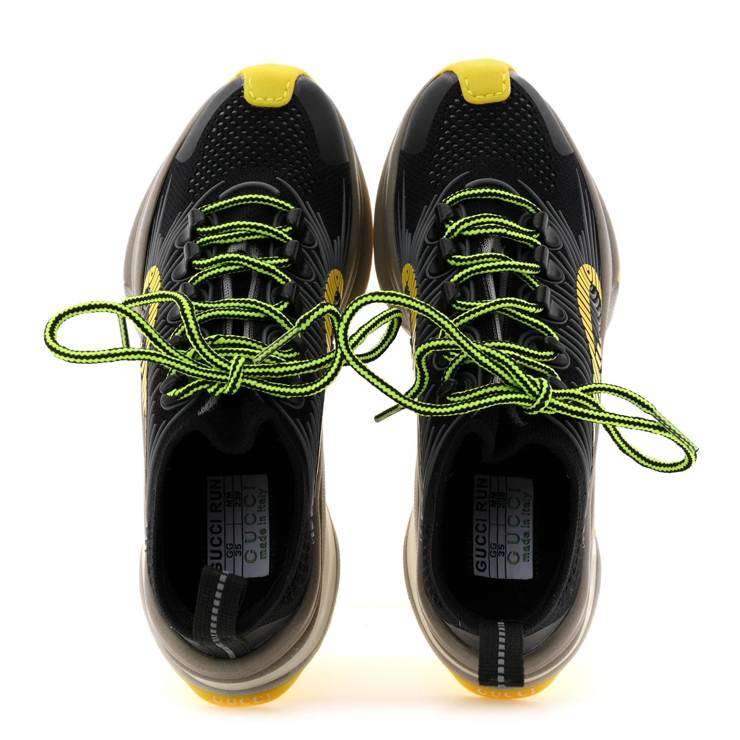 Technical Fabric Waves Gucci Run Sneakers 35 Giallo Neon 2