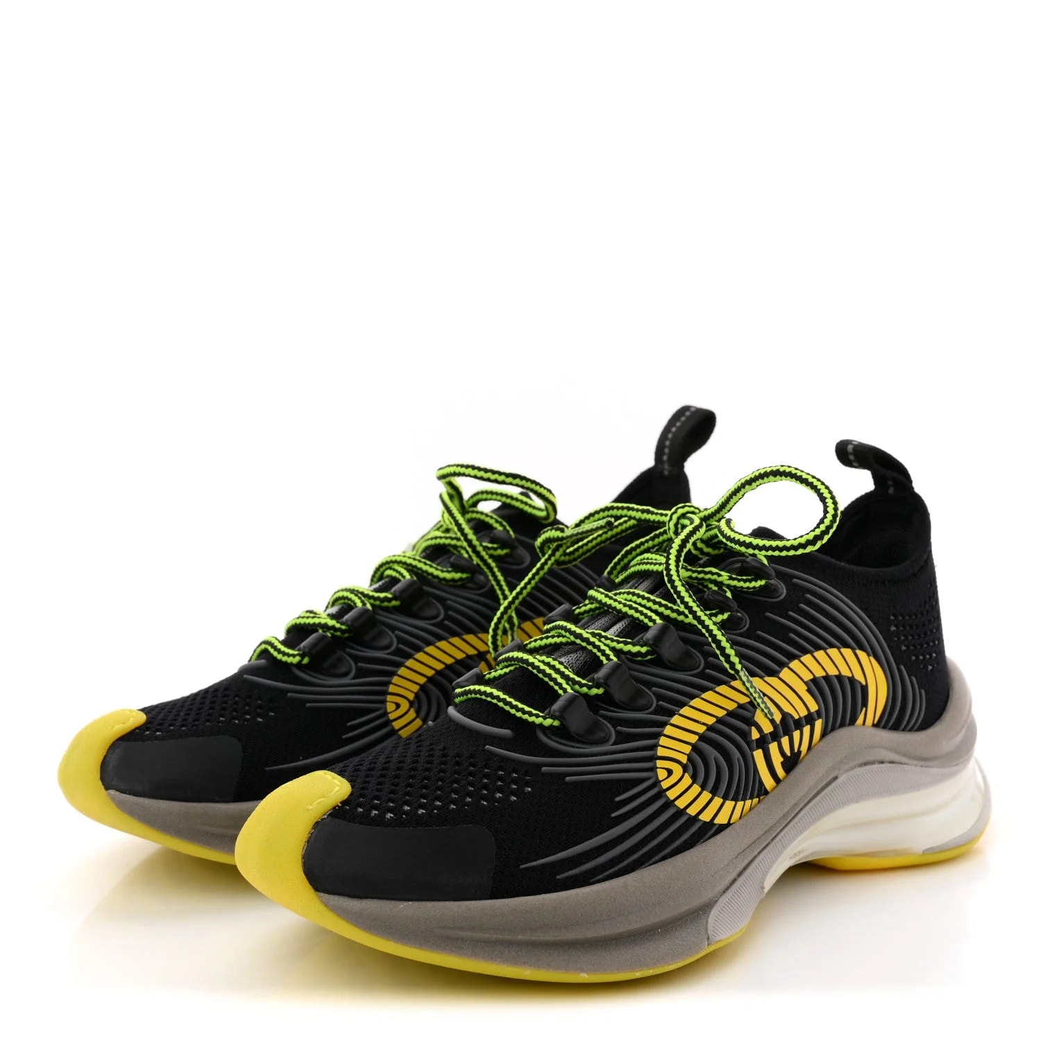 Technical Fabric Waves Gucci Run Sneakers 35 Giallo Neon 4