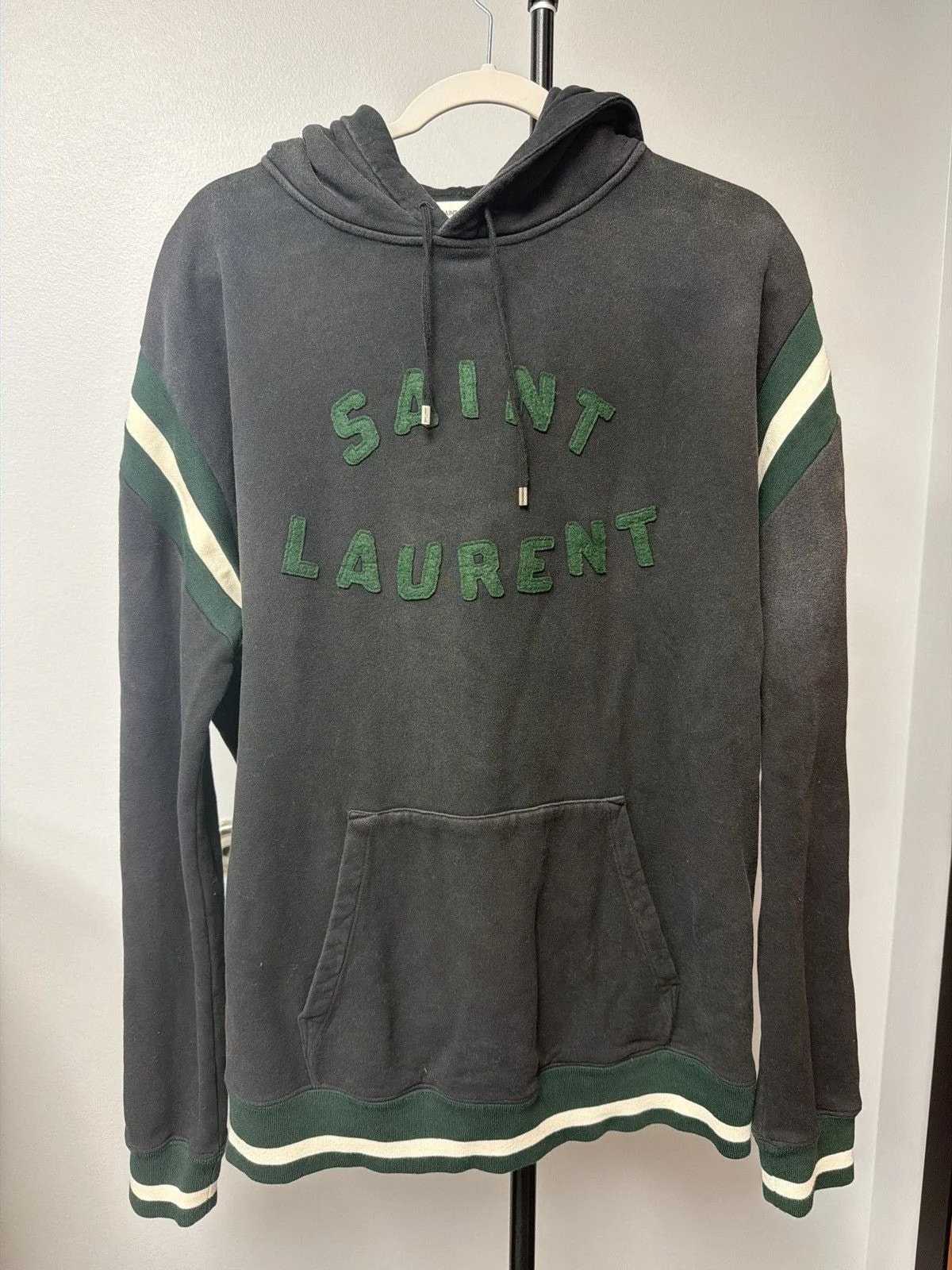 Saint Laurent — Saint Laurent Felt Logo Hoodie — streetwear — resale