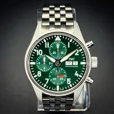 IWC Pilot Chronograph Stainless Steel Automatic Green Dial IW388104 41mm 3
