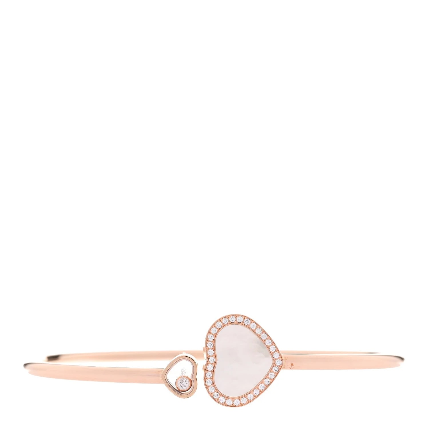 Chopard — 18K Rose Gold Diamond Mother of Pearl Pave Happy Hearts Bangle Bracelet — Watch — resale