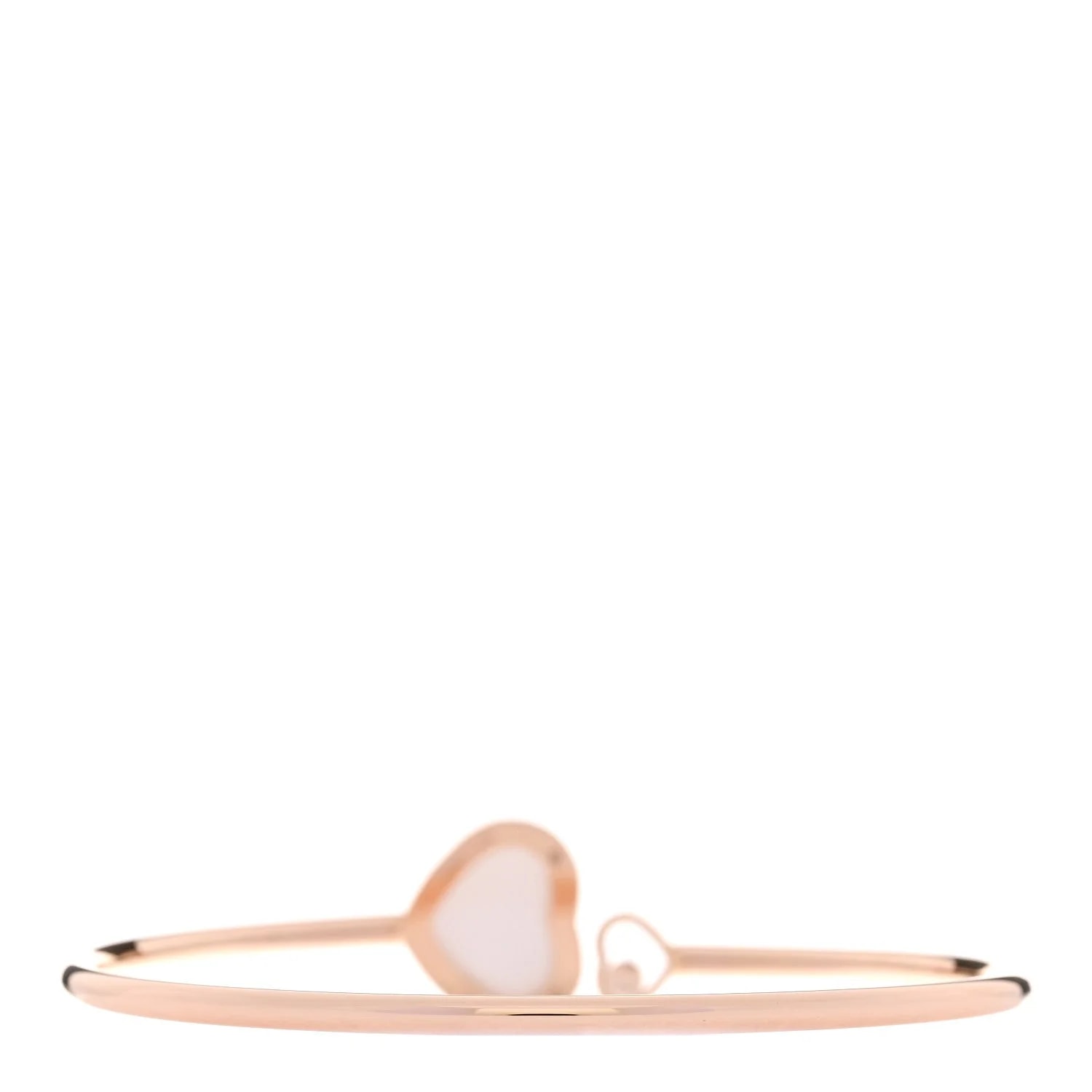 18K Rose Gold Diamond Mother of Pearl Pave Happy Hearts Bangle Bracelet 2