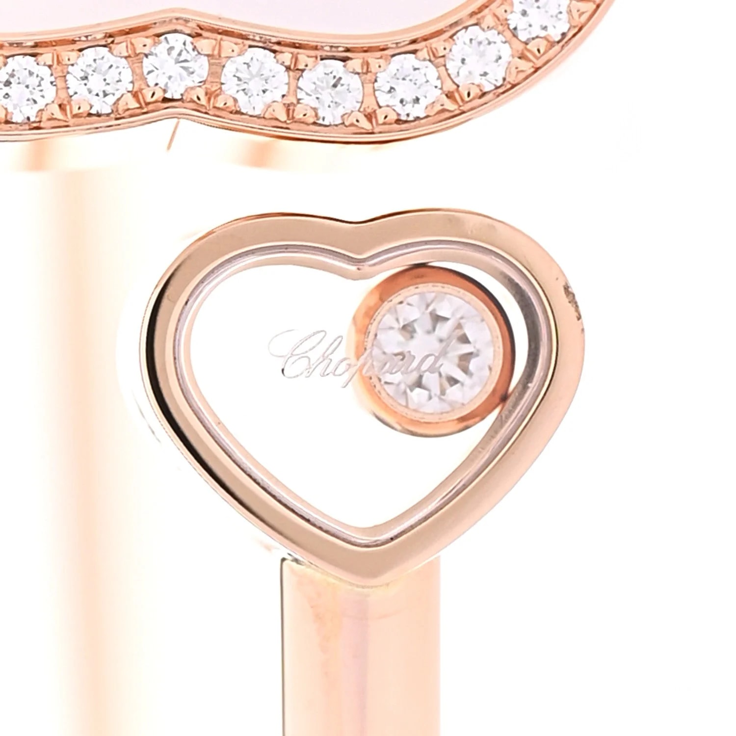 18K Rose Gold Diamond Mother of Pearl Pave Happy Hearts Bangle Bracelet 3