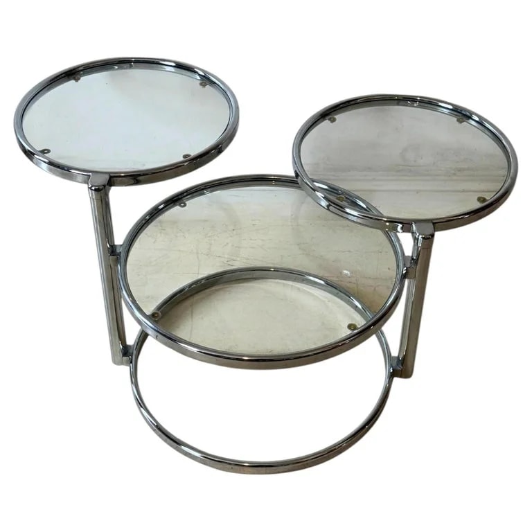 Three-Tier Swivel and in the Manner of Milo Baughman — Furniture — resale
