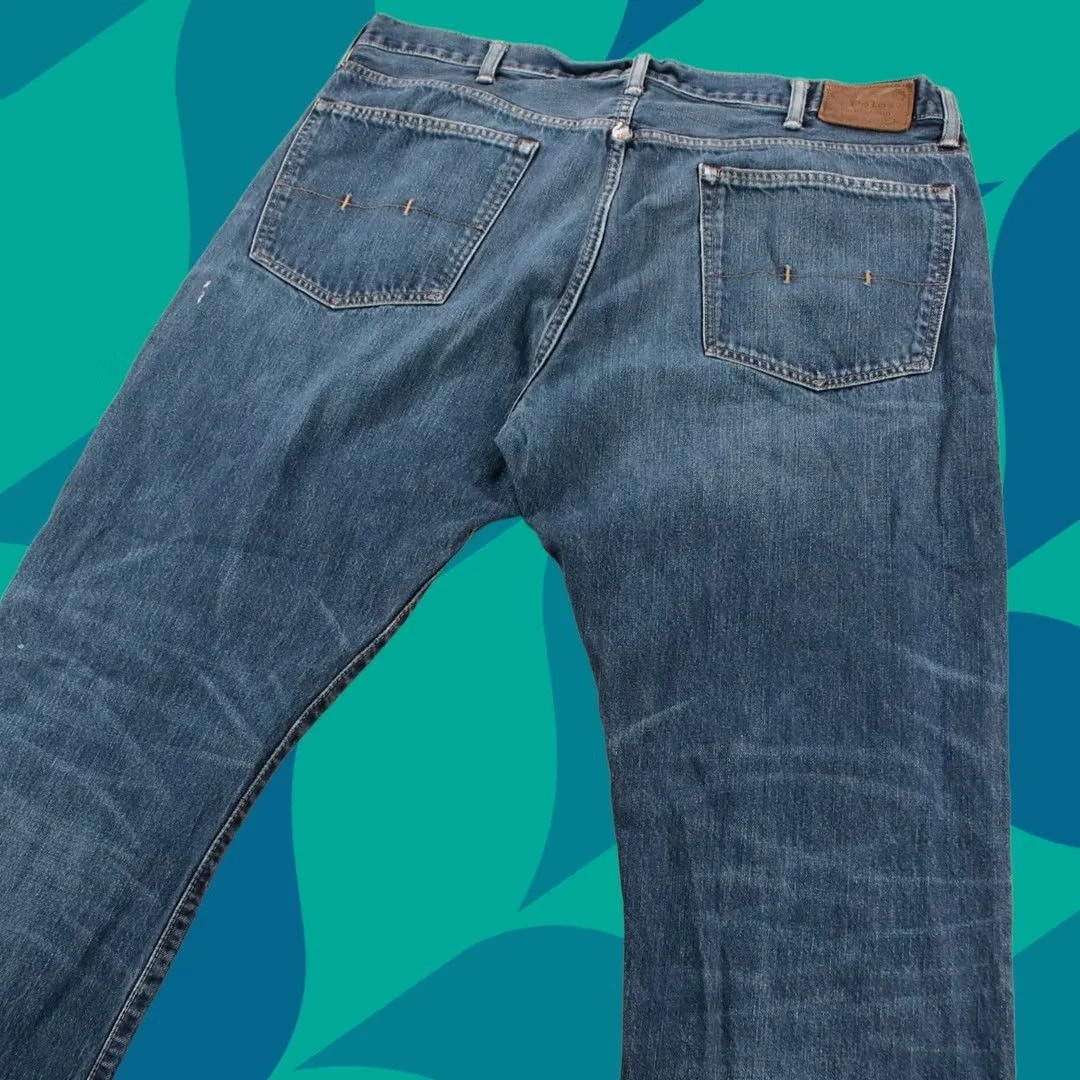 Polo Ralph Lauren — VTG Polo Ralph Lauren Jeans Main Selling Point Straight Leg 40x36 Jeans - 5-Pocket Mid Wash Jeans — streetwear — resale