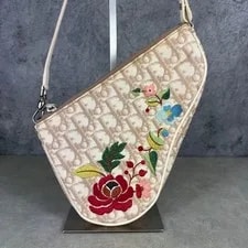 Christian Dior Trotter Flower Embroidered Saddle Auth 3