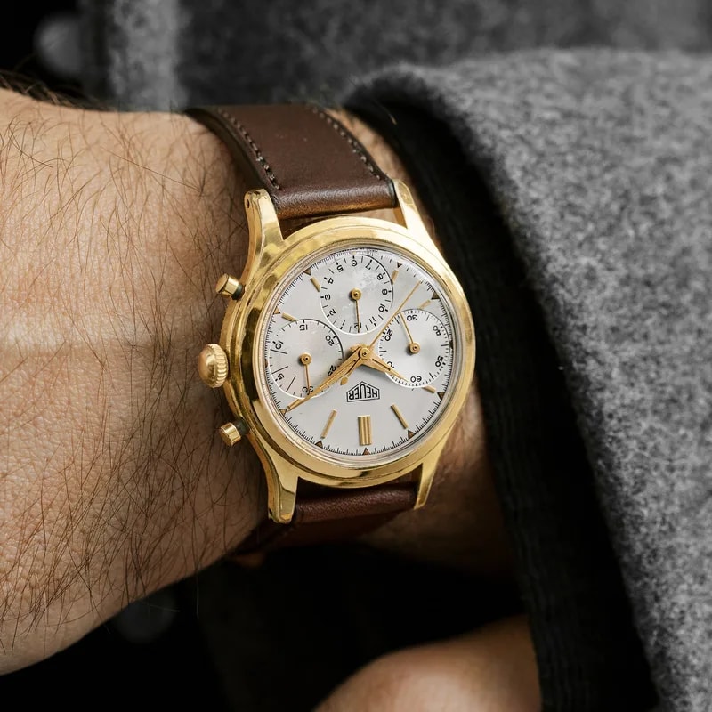 1960s Heuer 'Pre-Carrera' Chronograph Ref. 2445 in Gold Filled Case 2