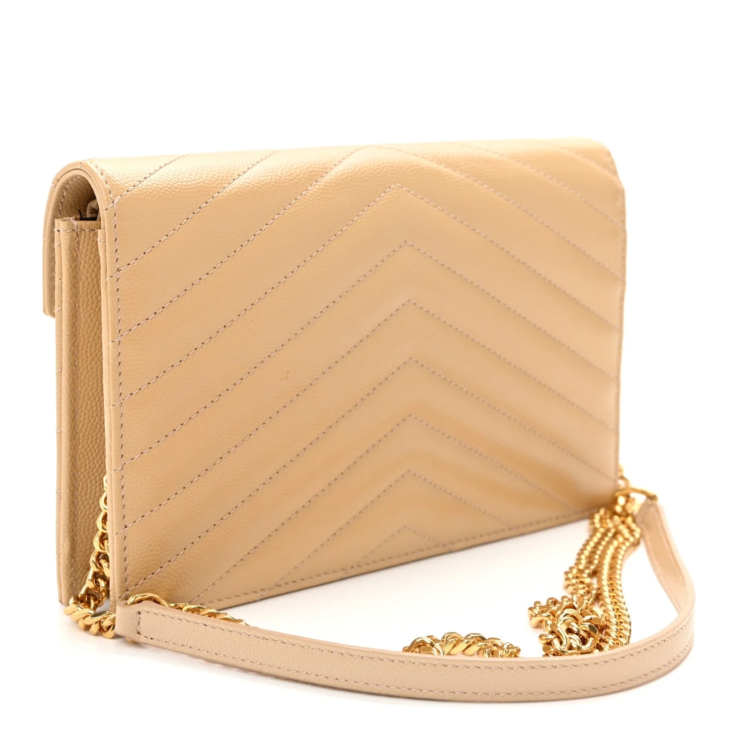 Grain de Poudre Chevron Envelope Chain Wallet Nude 3