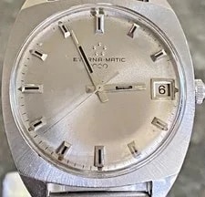Eterna — Eterna -Matic 1000 Automatic Date Silver Sunburst Dial Black Leather — Watch — resale