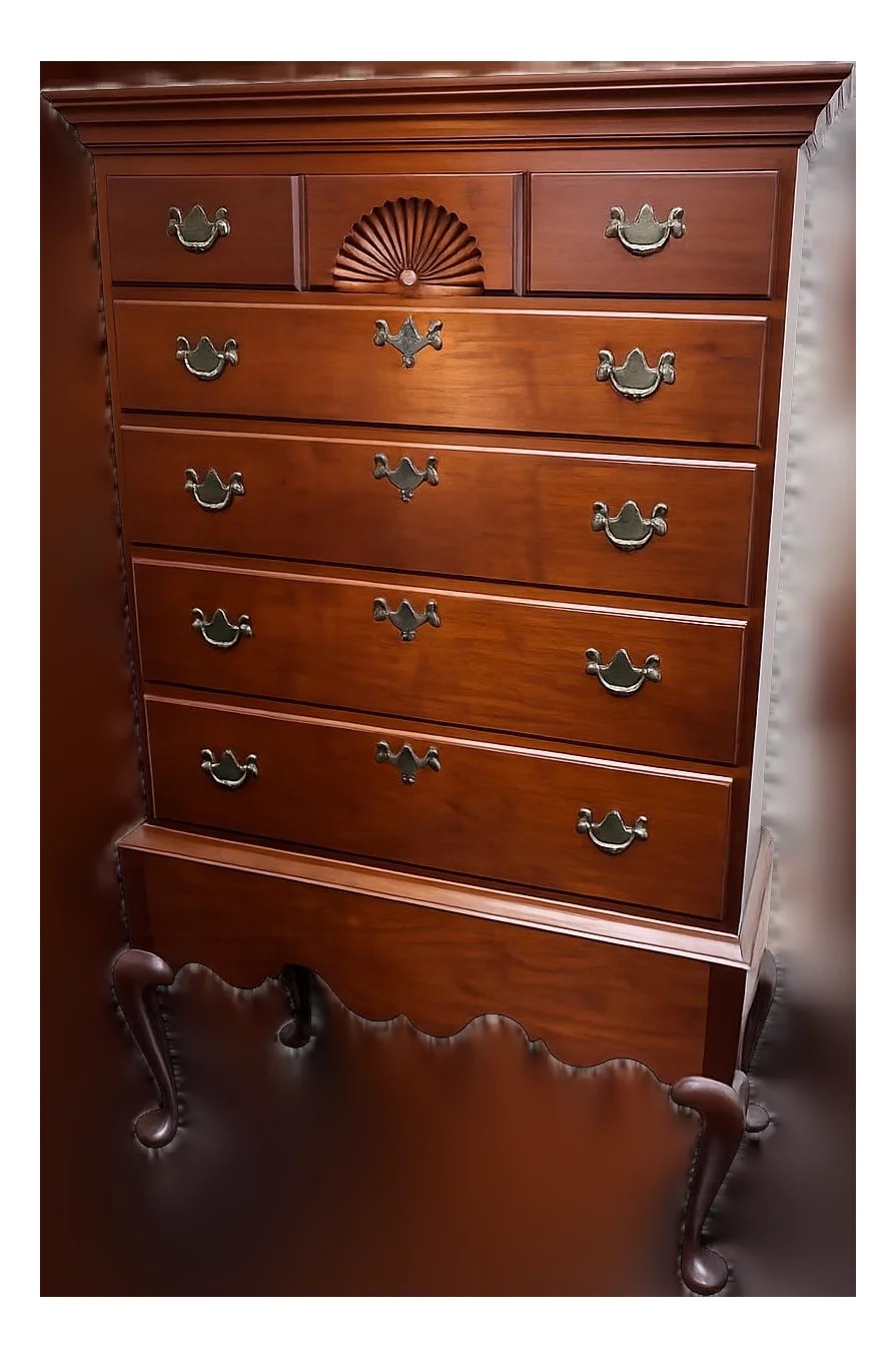 Authentic Eldred Wheeler Queen Anne Chest on Frame | Handcrafted Massachusetts — Furniture — resale