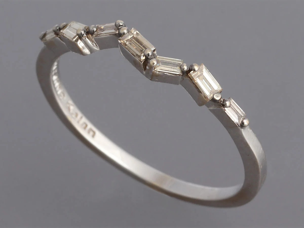 Suzanne Kalan 18K White Gold Baguette Skinny Band 4