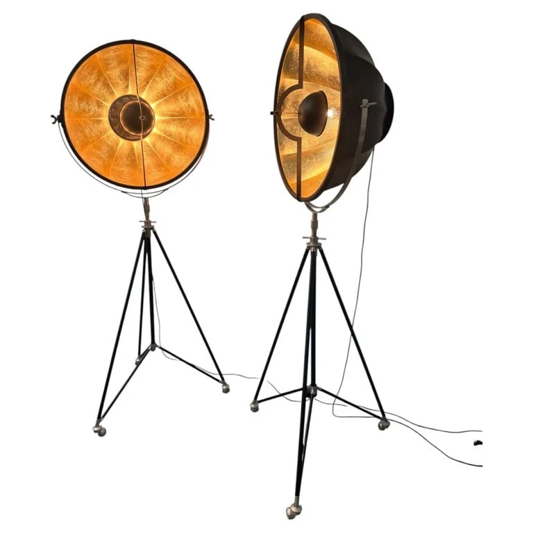 Mariano Fortuny y Madrazo — Pair Mariano Fortuny Studio 76 Tripod Floor & Leaf — lighting — resale