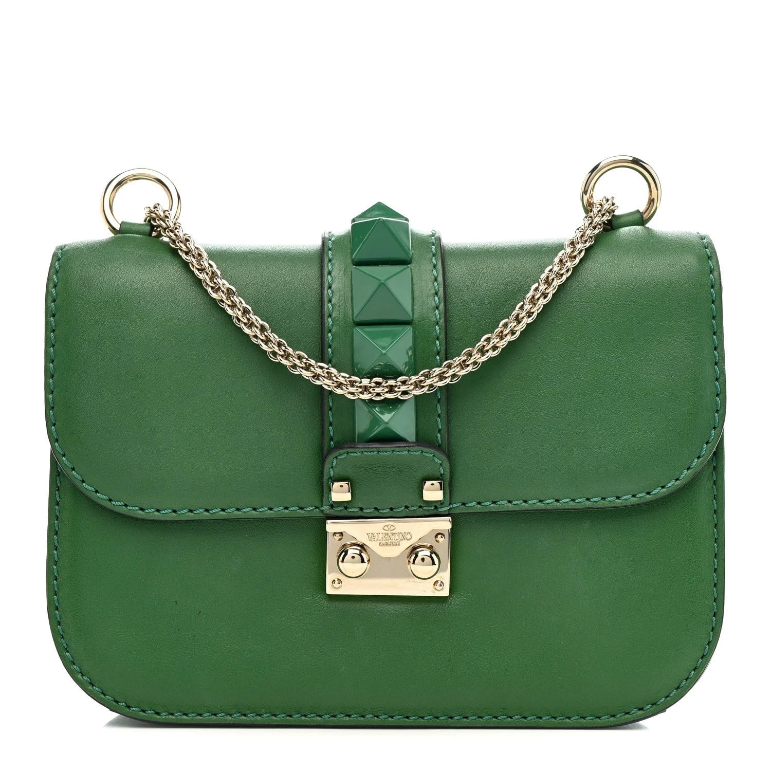 Valentino Garavani — Vitello Small Glam Lock Rockstud Flap Gea — Handbag — resale