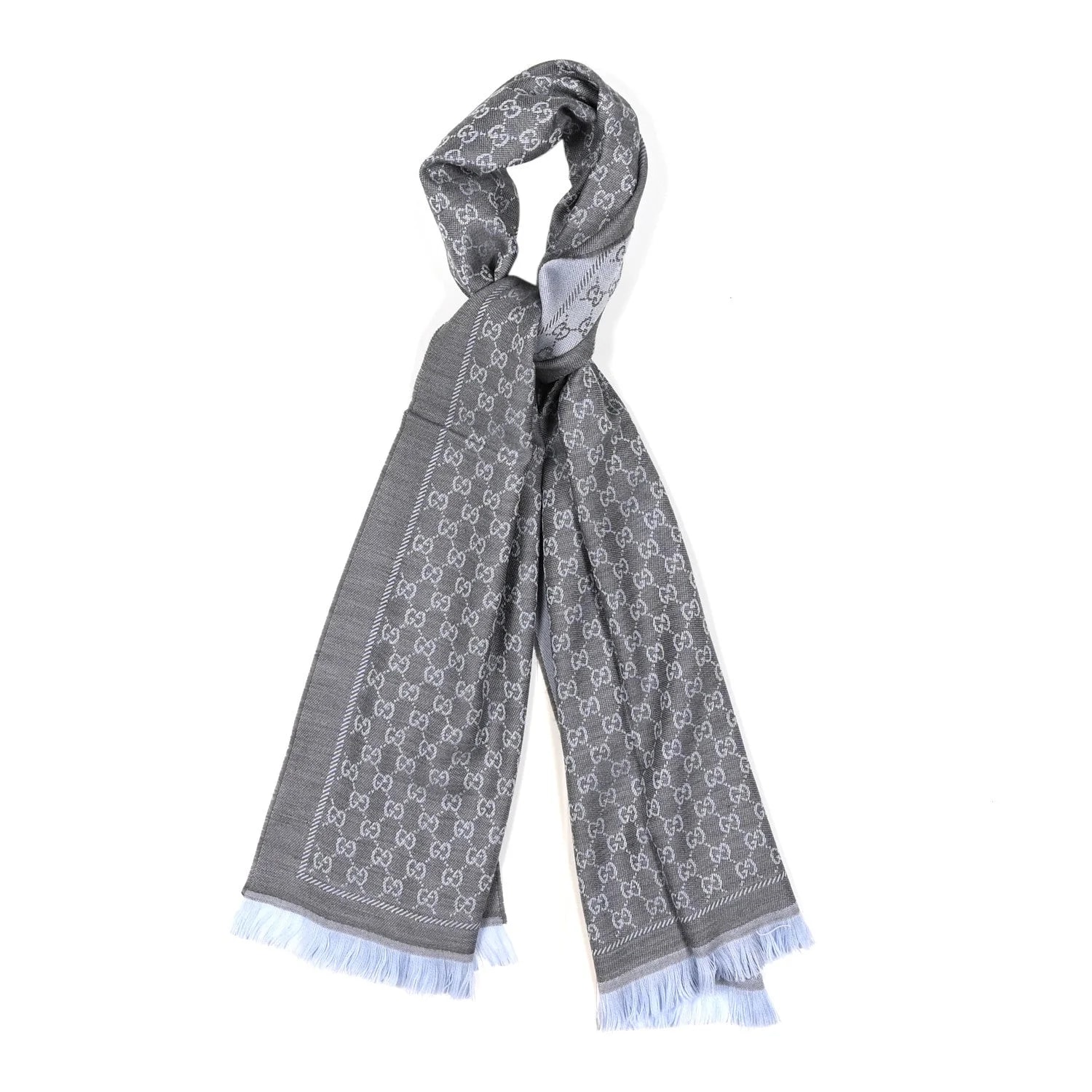Gucci — GG Reversible New Sten Fringe Scarf Flannel — Accessory — resale