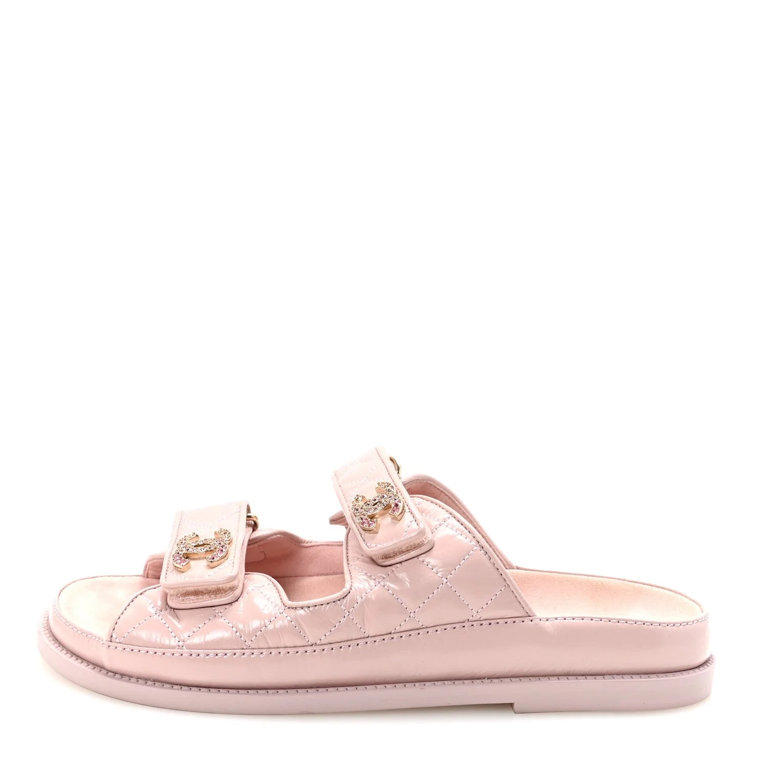 Chanel — Shiny Velcro Dad CC Slide 39 Light — Designer Shoe — resale