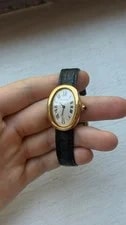 Cartier Baignoire Ref. 1954 18k Gold Case and Buckle, W/ Original 2