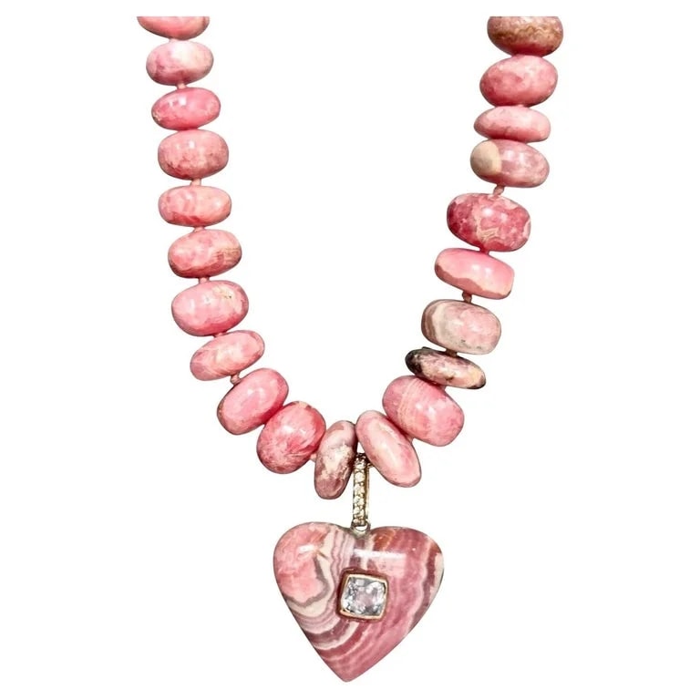 Jen Proudman Jewelry — Rhodochrosite Heart With Spinel, Diamonds — Jewelry — resale