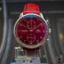 IWC — 2025 | IWC | Portuguese Chronograph | Red Dial | IW371616 | Complete Set — Watch — resale