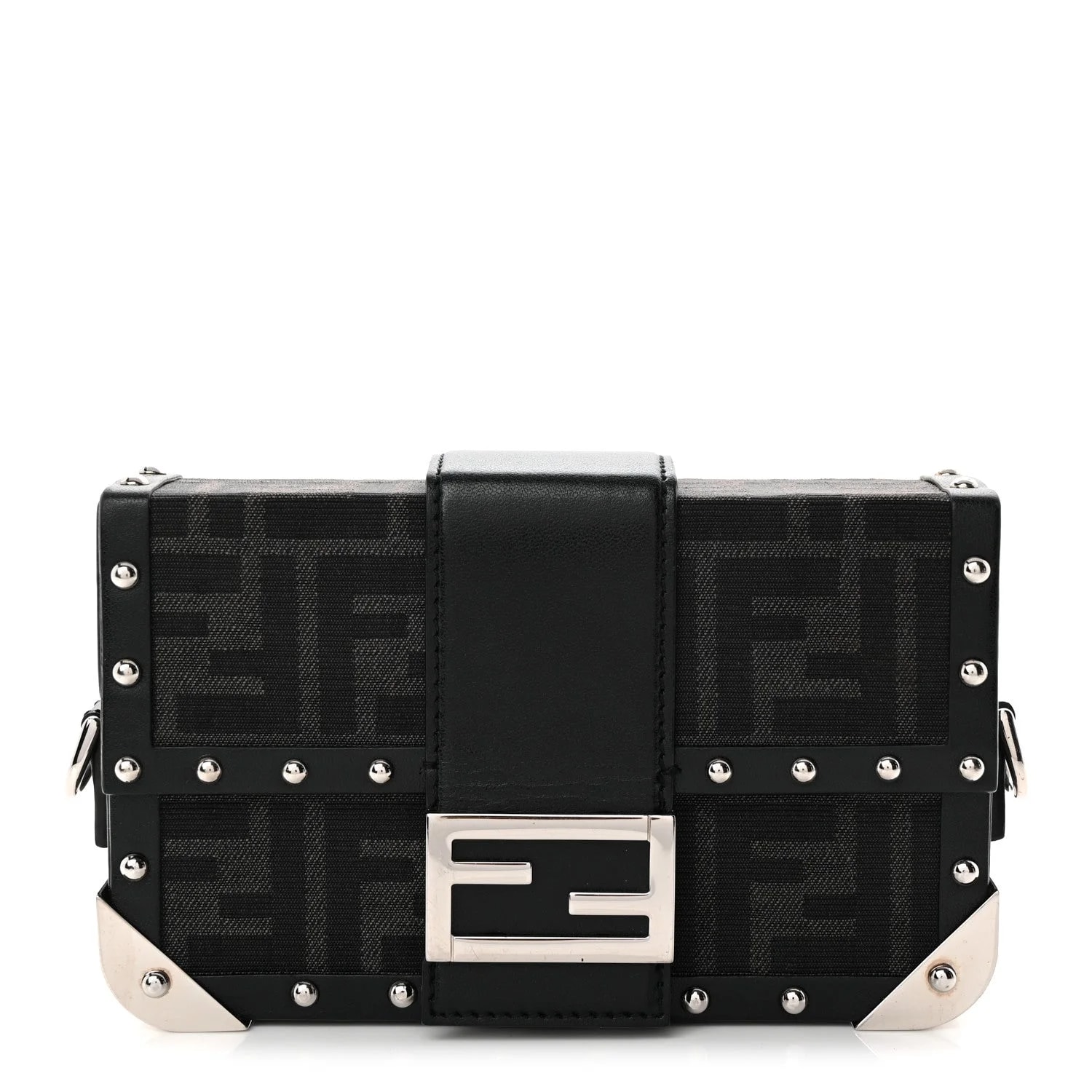 Fendi — Recycled Fabric Vitello Astro 1974 Mini Baguette Trunk Asfalto — Handbag — resale