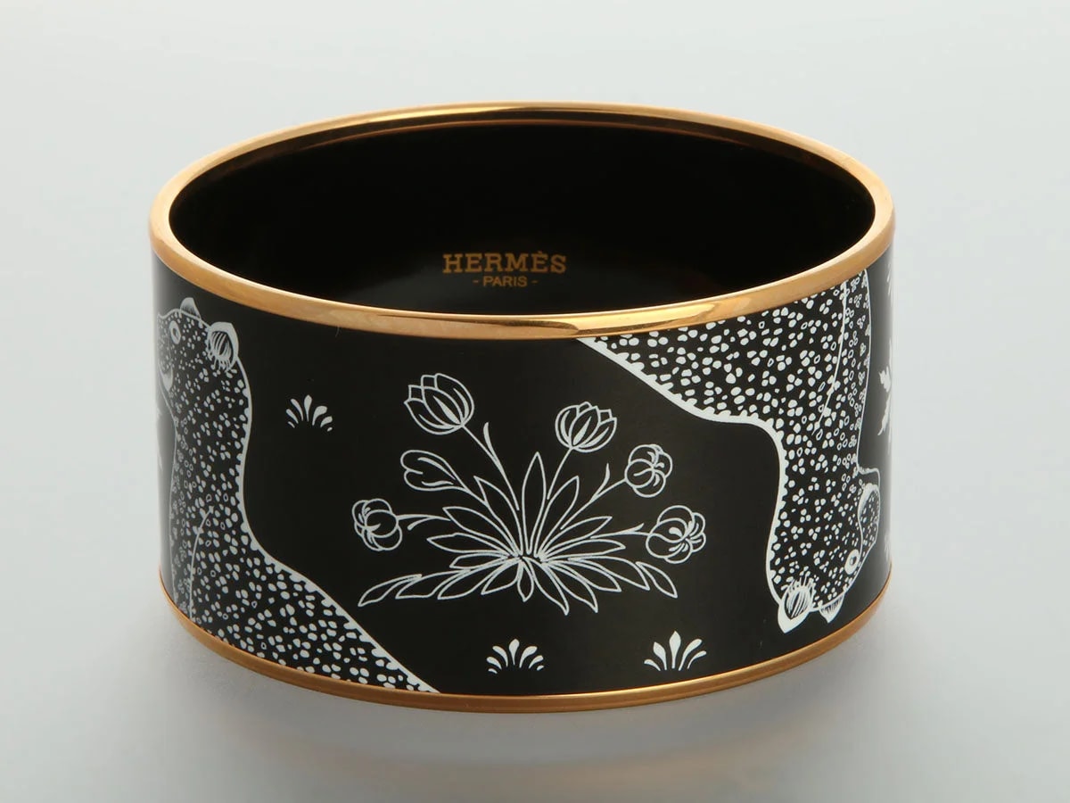 Hermès Extra Wide les Léopards Enamel Bangle 2
