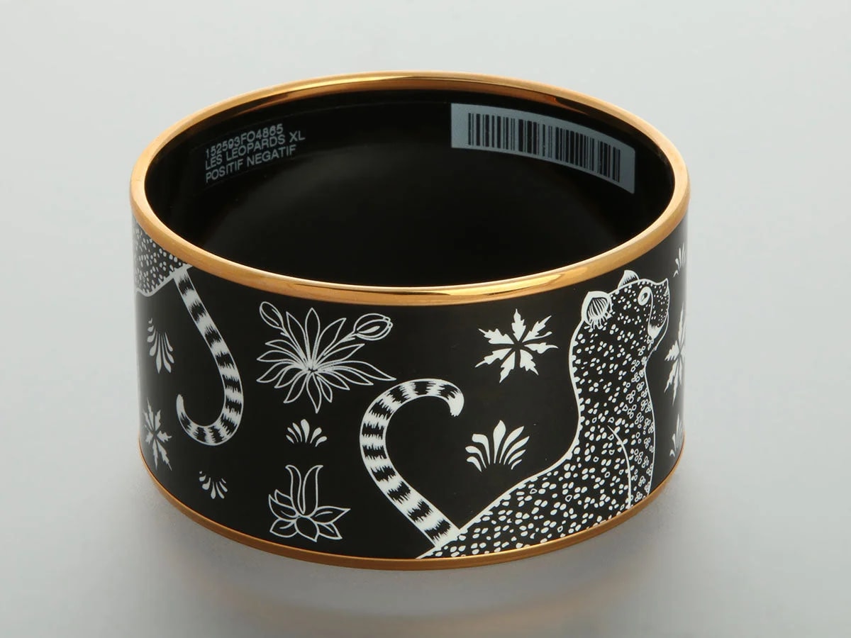 Hermès Extra Wide les Léopards Enamel Bangle 4