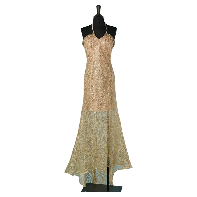 Romeo Gigli — Lace and Embroideries Bustier Evening Dress With Drag RG Romeo Gigli — Clothing — resale