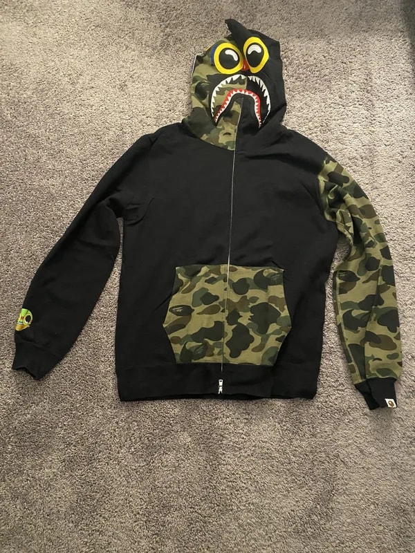 BAPE — Bape X Hebru Brantley Flyboy Shark Full Zip Hoodie — streetwear — resale