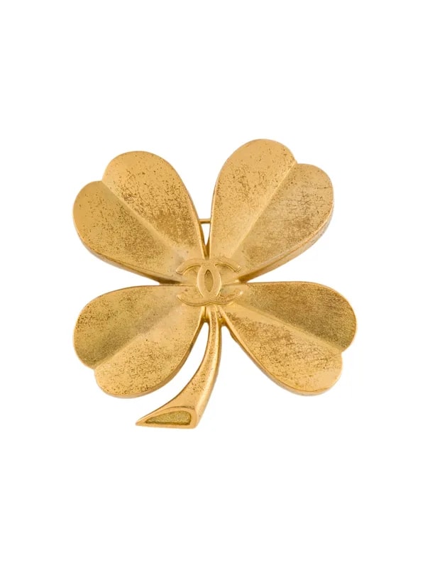 Chanel — Four Leaf Clover Brooch Pin — Jewelry — resale