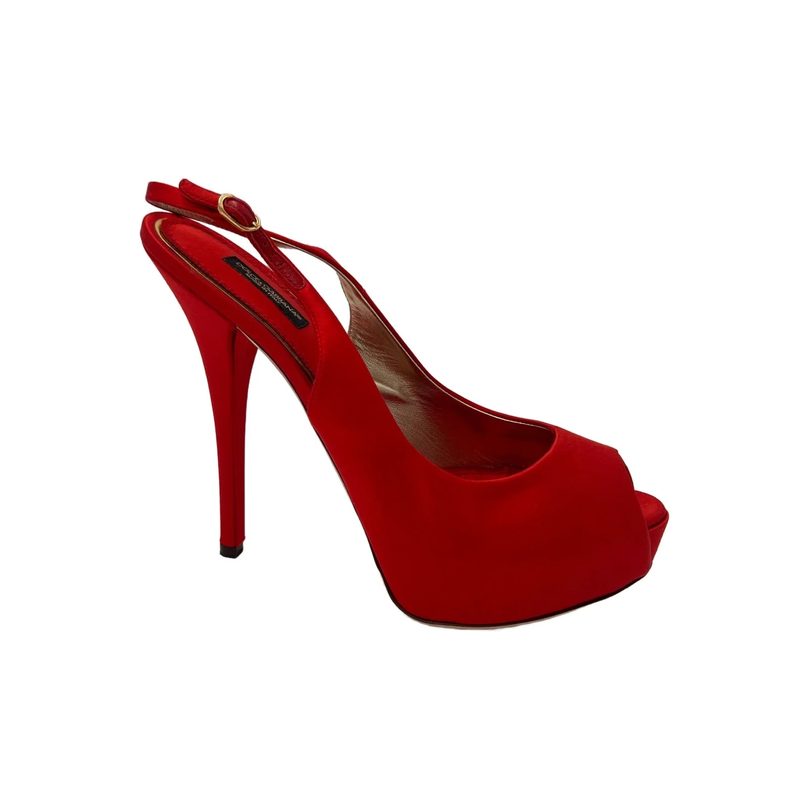 Dolce & Gabbana — Dolce & Gabbana Peep-Toe Slingback Platform — Designer Shoe — resale