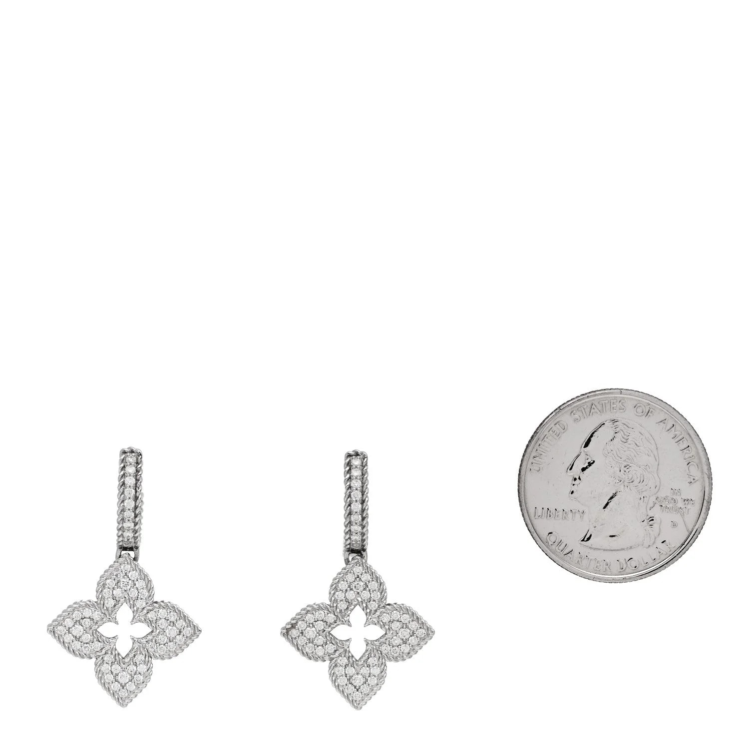 18K White Gold Venetian Princess Pave Flower Drop 2