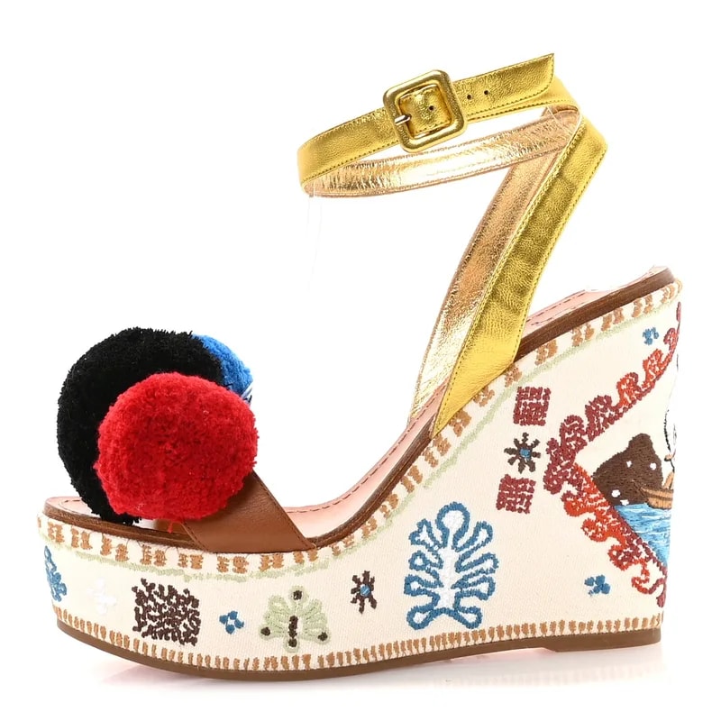 Christian Louboutin — Embroidered Cycladissimo 120 Wedge 40 — Designer Shoe — resale