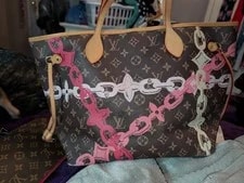 Louis Vuitton Neverfull Medium Chain Print W 2