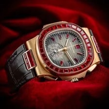Patek Philippe — Patek Philippe Nautilus Rose Gold Brown Dial Ruby 5980/12R Complete Set — Watch — resale