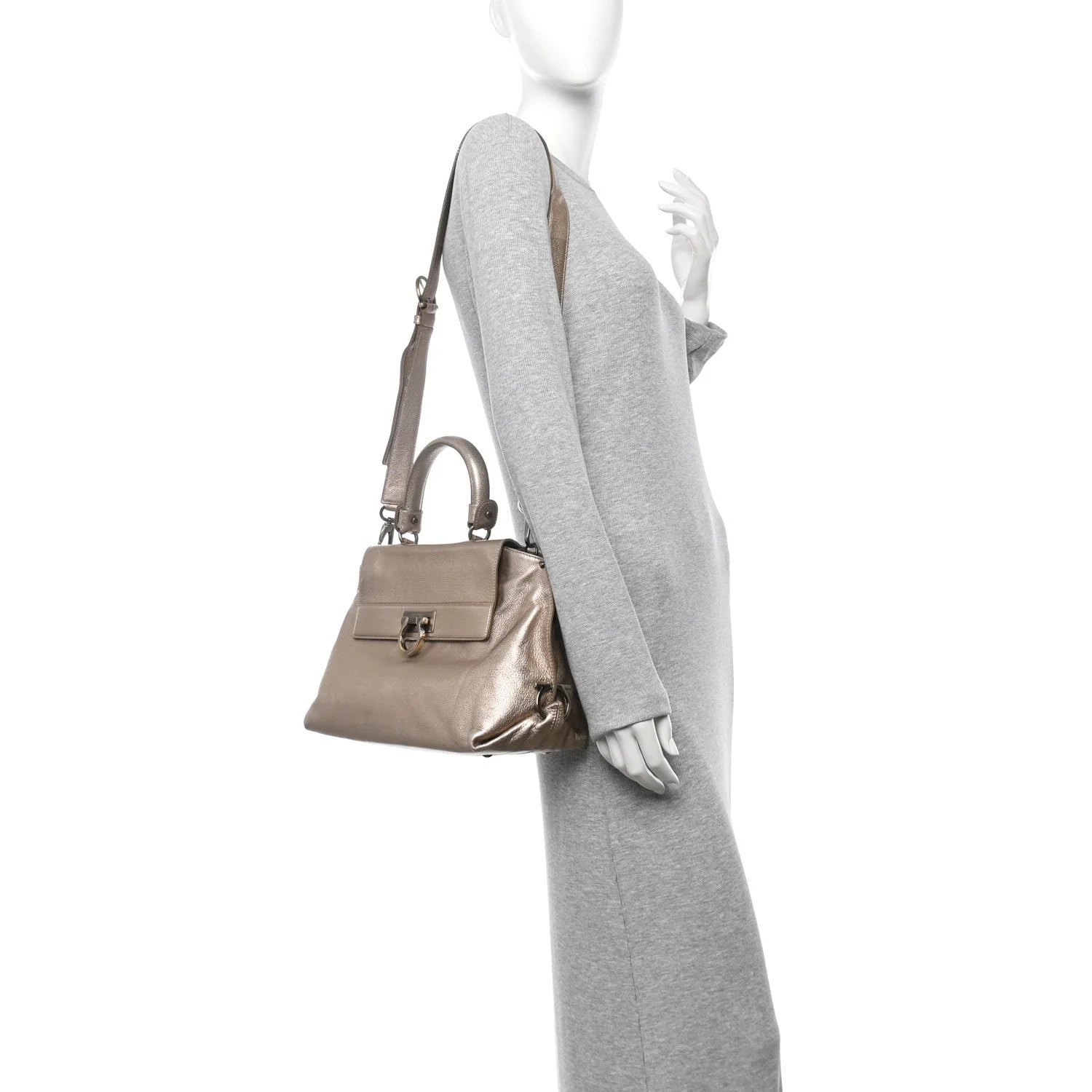 Metallic Grained Medium Sofia Satchel 2