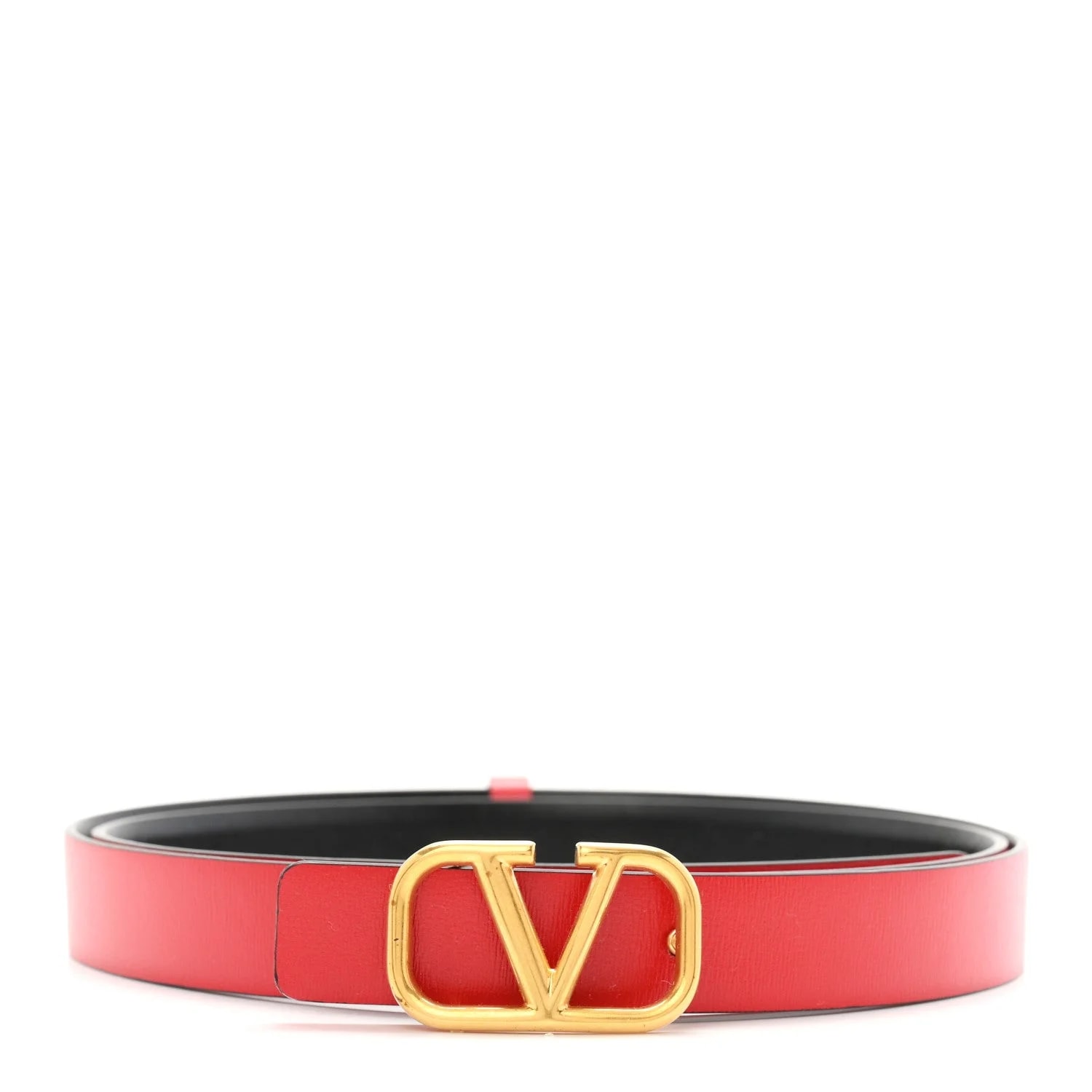 Valentino Garavani — Glossy VLogo Reversible 20mm Belt 85 34 — Accessory — resale