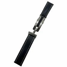 Breitling D Buckle Silver Stainless Steel Leather Belt Navy 22-20mm / 40590 3