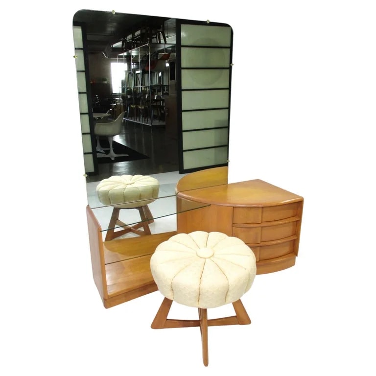 Heywood-Wakefield Co. — Sculptura Vanity With Matching in By Heywood Wakefield — Furniture — resale