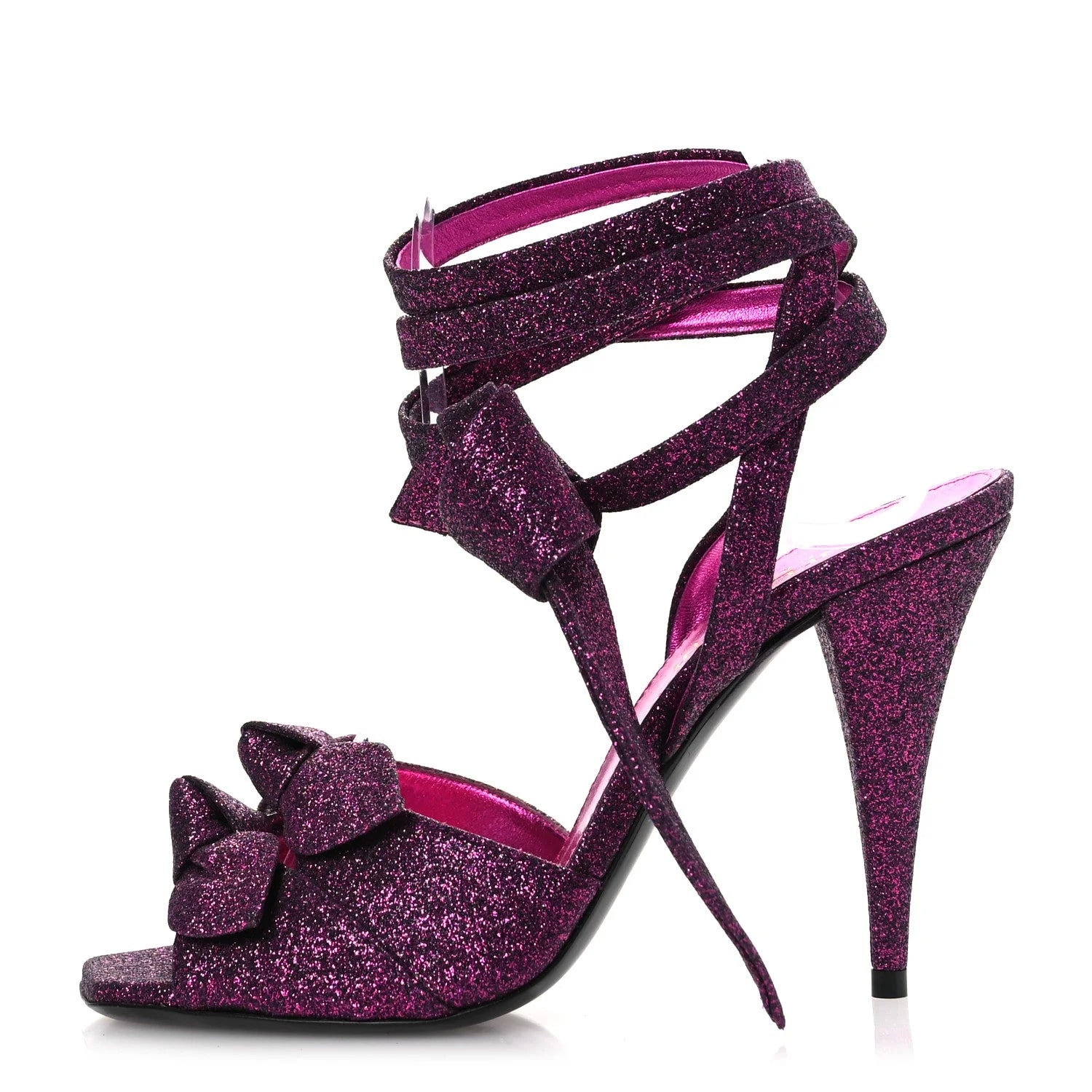 Saint Laurent — Bright Hasar Kiki 100 Ankle Strap 36.5 Fucxia — Designer Shoe — resale