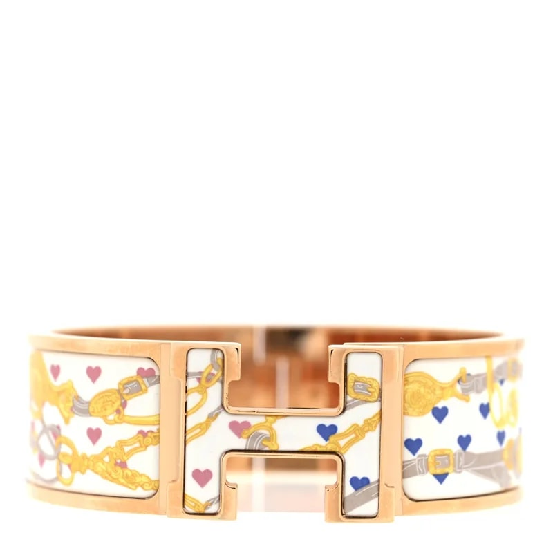 Hermès — Enamel Printed Wide Brides de Gala Love Click Clac Confetis — Jewelry — resale