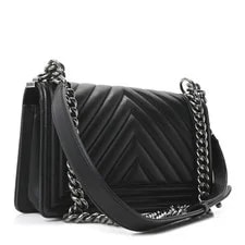 Chanel Quilted Chevron Medium Boy Flap Ruthentium 2