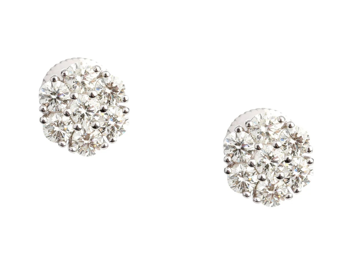 Contemporary Jewelry — 14K White Gold 1.18 Carat Flower Stud — Jewelry — resale