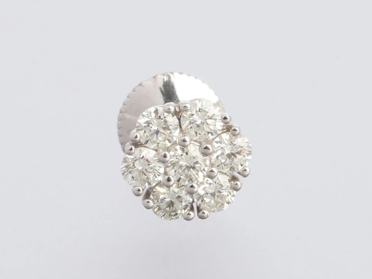 14K White Gold 1.18 Carat Flower Stud 2