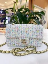Auth Chanel Classic Flap Rectangular Light Crossbody 2