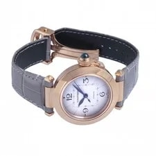 Cartier Pasha WGPA0014 Pink Gold Leather 35.0mm Silver Dial Automatic #YKW359 2