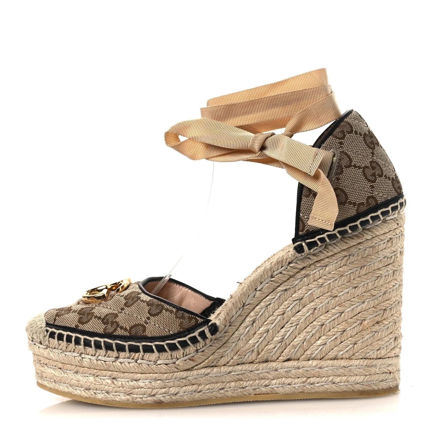 Matelasse GG Marmont Ankle Wrap Platform 35/120mm Espadrille Wedges 39 Storm 2