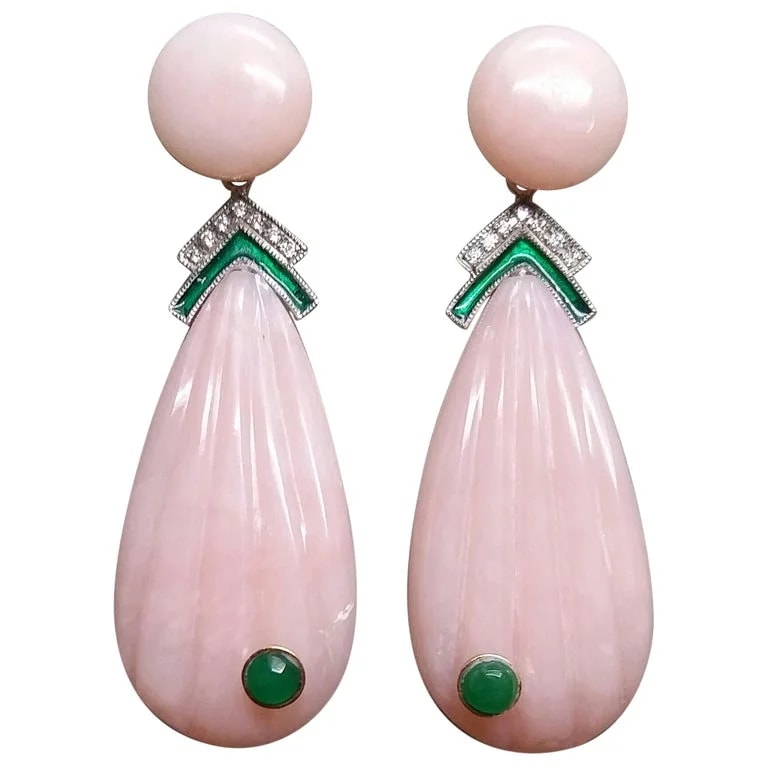 Tutti Frutti Jewellery — Carved Engraved Drops Diamonds Enamel — Jewelry — resale