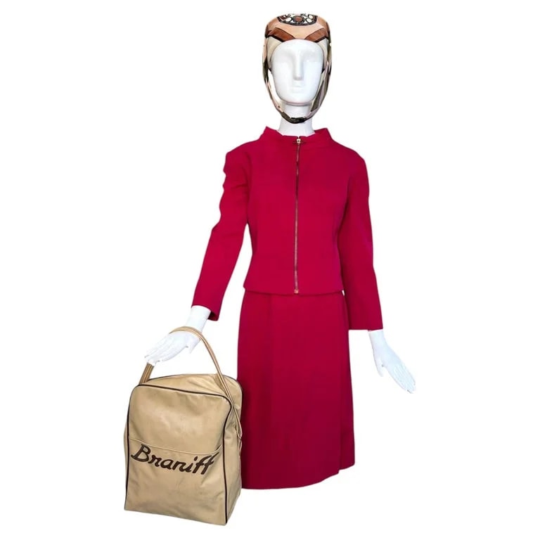 Emilio Pucci — Emilio Pucci for Braniff 1965 Stewardess Uniform With Skirt Suit, Hat, and Bag — Accessory — resale