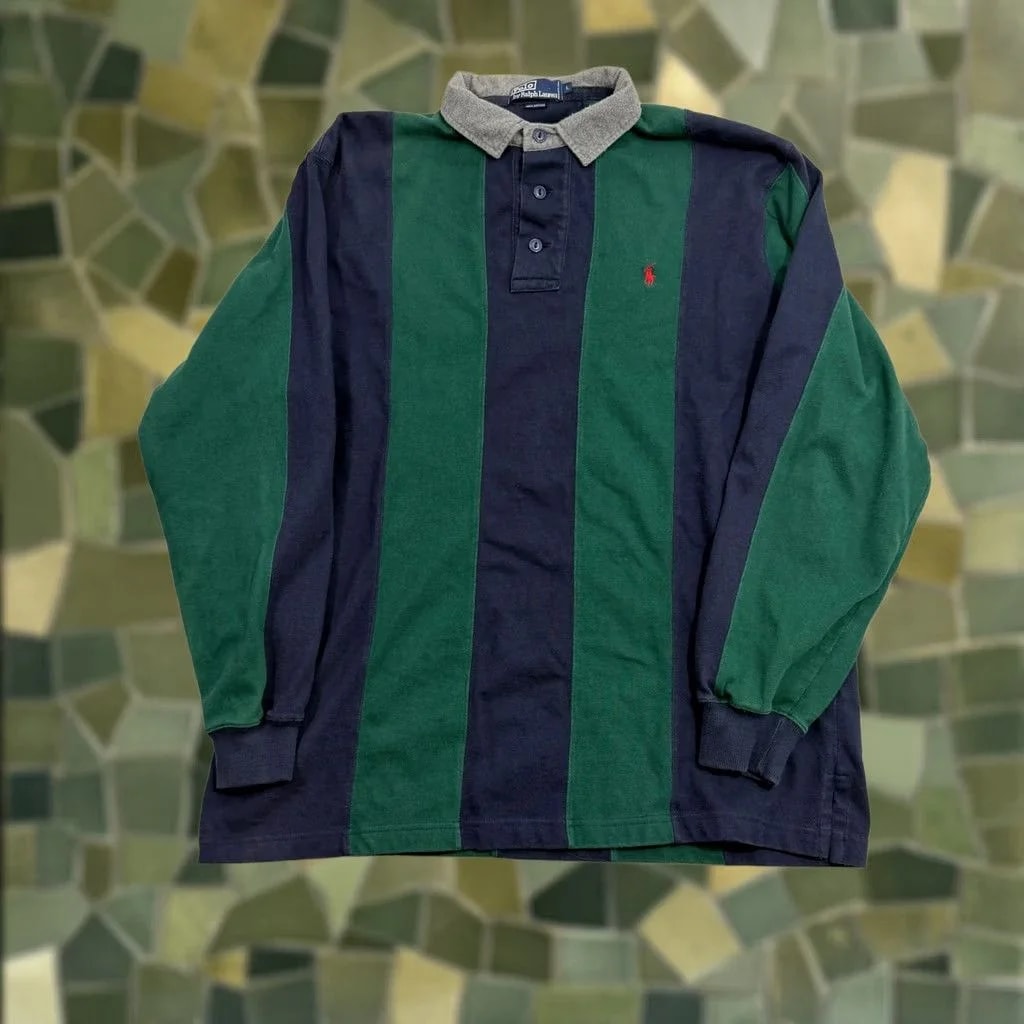 Polo Ralph Lauren Rugby Shirt L Striped 90s Preppy — streetwear — resale